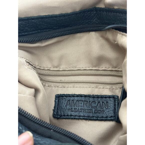 American Leather Company Bag Black Genuine Leather Preppy School Backpack - Picture 8 of 12
